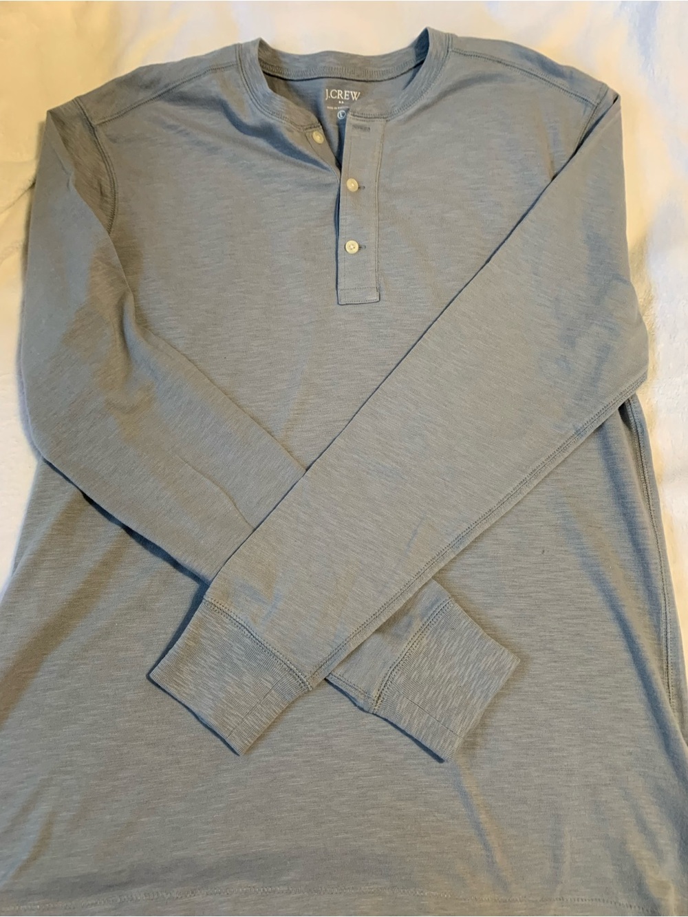 J CREW men’s size large blueish grey 100% cotton Henley shirt NWOT